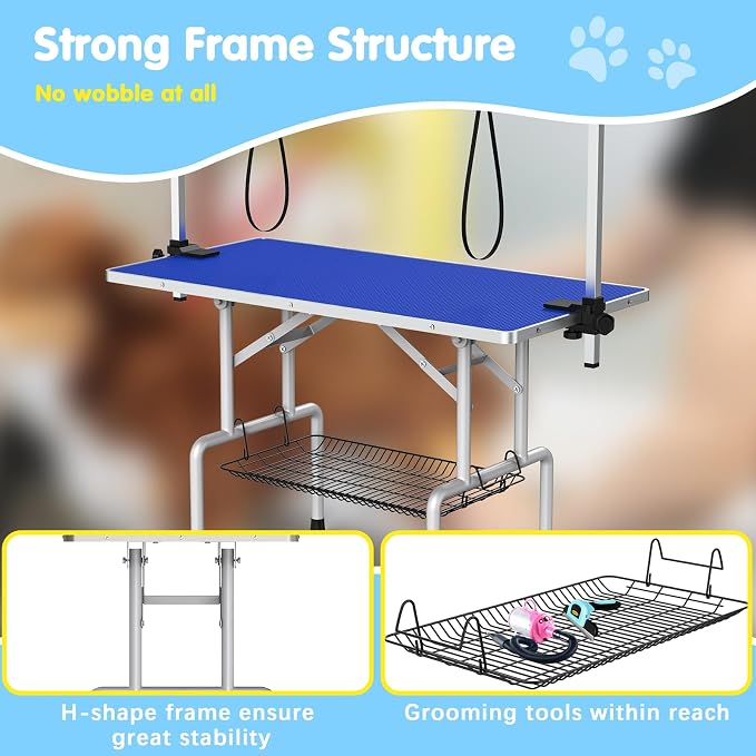 Lyromix 42''Large Dog Grooming Table, Adjustable Cat Drying Desktop - Image 4