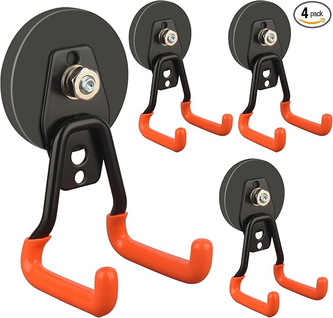 ULIBERMAGNET New Upgraded Heavy Duty Magnetic Garage Hooks, 4 Pack Strong Large by ULIBERMAGNET