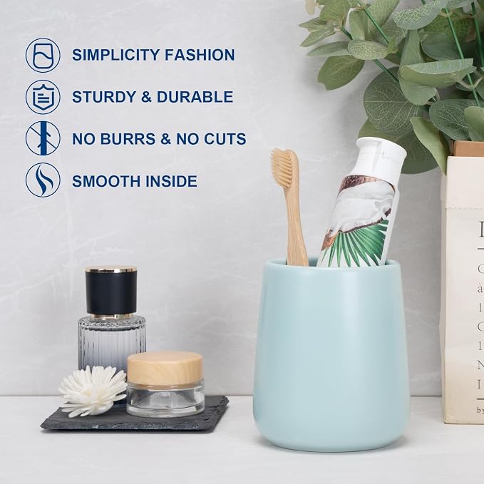 Bathroom Tumbler Cup Ceramic 2Pcs 13.5oz Reusable Toothbrush Cup 400ml - Image 3