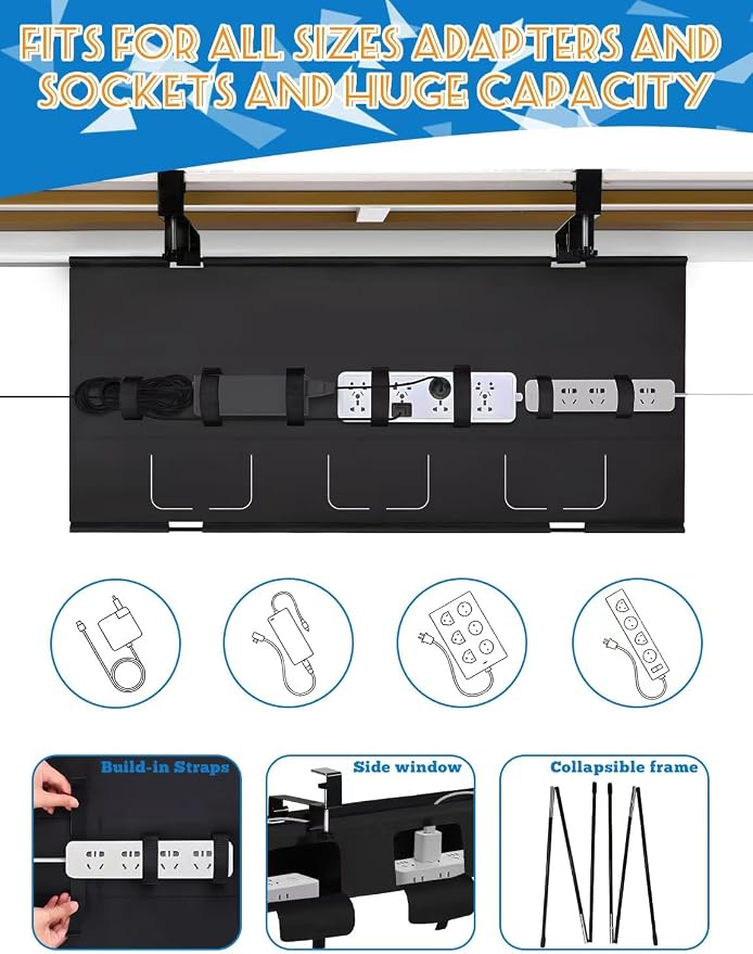 No Drill Under Desk Cable Management Tray - Image 5