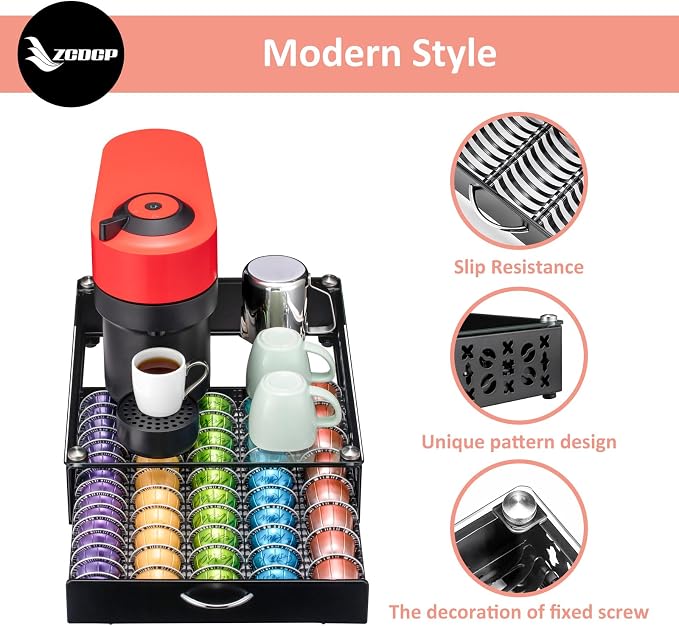 ZCDCP for Coffee Pod Holder, Vertuo Pod Holder Drawer Glass Top Coffee Pod - Image 4