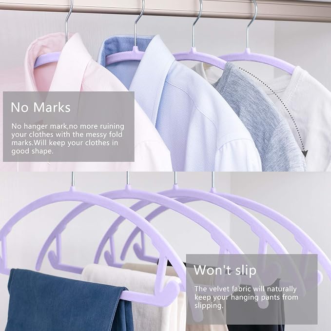 MIZGI Premium Velvet Hangers 50 Pack Heavyduty- Non Slip No Shoulder Bump Suit - Image 5