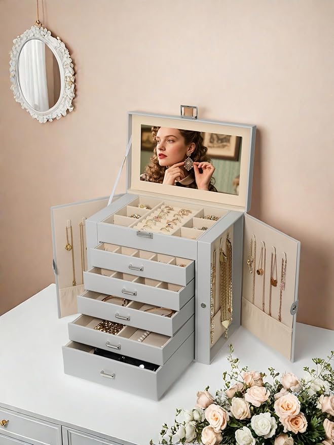 BOOVO Jewelry Box For women, 6 Layer Large Jewelry Organizer - Image 7