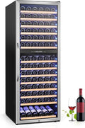 Wine Fridge Freestanding Dual Temperature Zone, Wine Cooler Refrigerator by Velivi-SpecialistinFridge