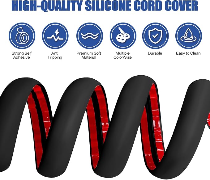 Floor Cord Cover Self Adhesive Cord Hider, 10FT Cable Management, Extension - Image 3
