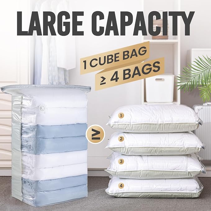 TAILI 12 Pack Vacuum Storage Bags, Space Saver Bags, Jumbo Cube 31x40x15 Inch - Image 3