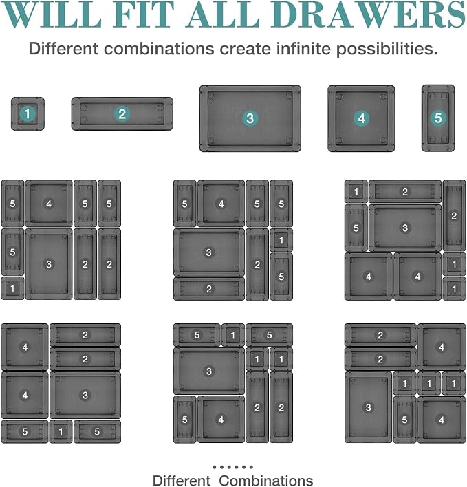 16 PCS Drawer Organizer Set, 5 Varied Size Bathroom and kitchen Drawer cabinet - Image 4