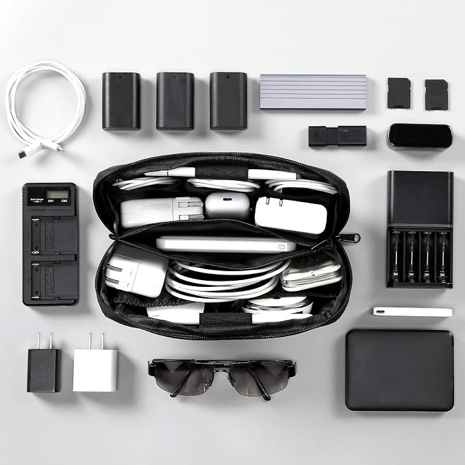 RIGHT AWAY Travel Tech Pouch，Waterproof Cord Case，Electronics Organizer Travel - Image 4