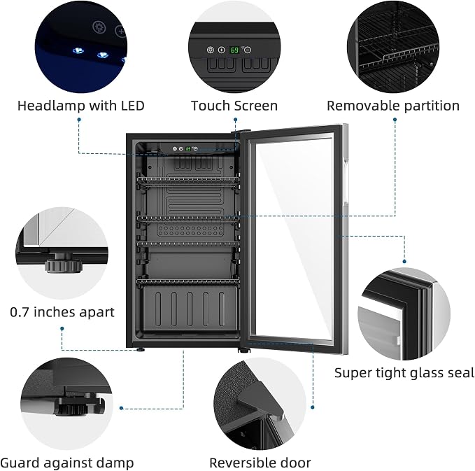3.2 Cubic Feet Mini Fridge, 126 Can Freestanding Beverage Refrigerator - Image 2