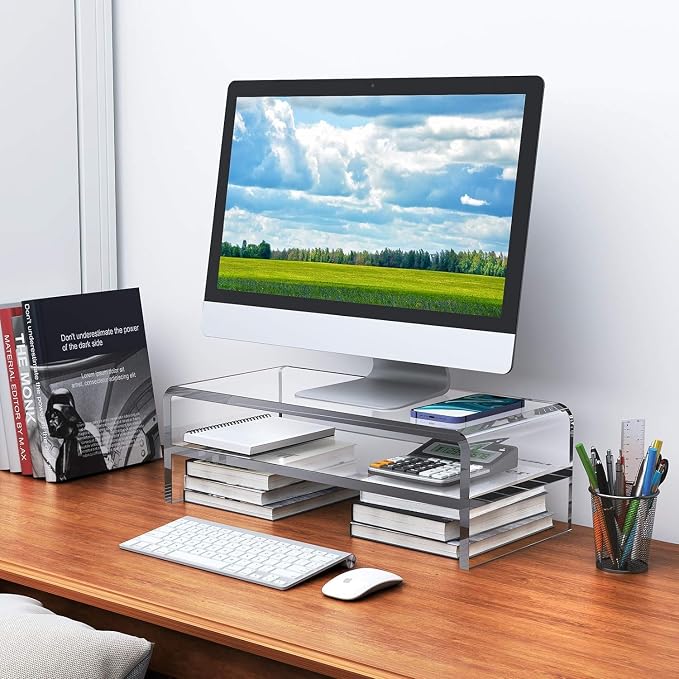 Acrylic Monitor Stand, 2 Tiers Computer Monitor Riser, Computer Stand/Monitor - Image 7