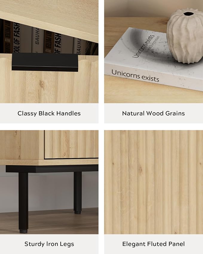 Fluted Corner Cabinet, Modern Small Corner Floor Cabinet - Image 4