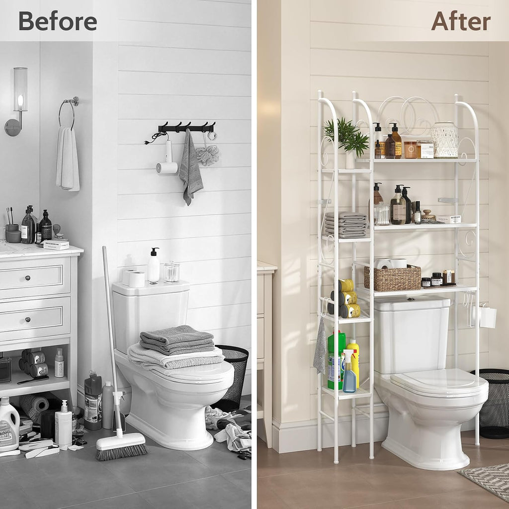 7-Tier Over the Toilet Storage Rack, Heavy-Duty Metal Bathroom
