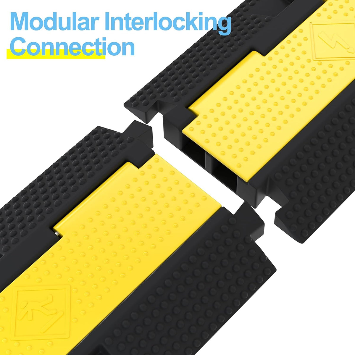 3 Packs 2-Channel Rubber Cable Protector Cover Ramp & Speed Bump