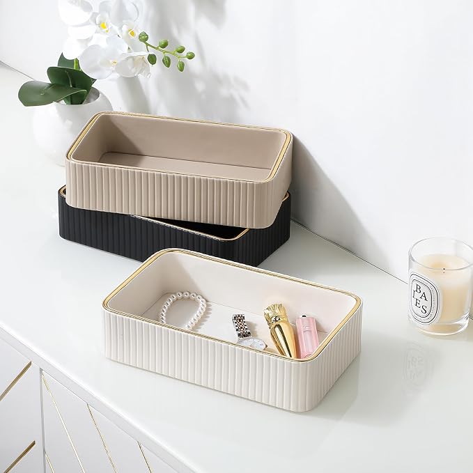 Desk Organizer Tray, PU Leather Valet Tray Nightstand Organizer Cologne Perfume - Image 7