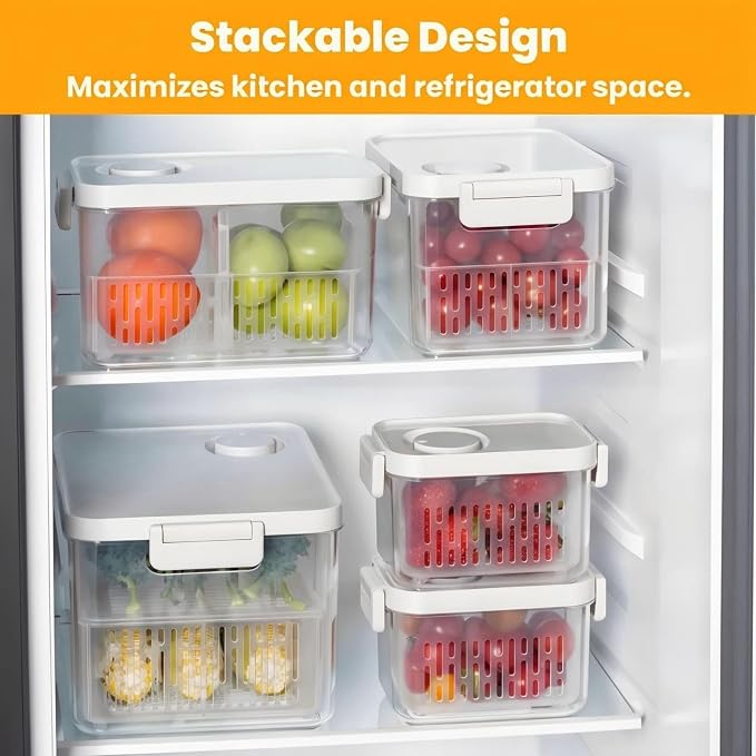vacane Dishwasher Safe Berry Keeper, Produce Saver, BPA-Free Lettuce Keeper - Image 4