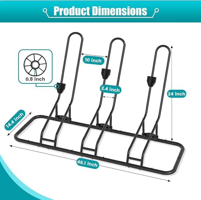 Kinghouse Floor Bike Rack for 3 Bikes, Bike Stand, Protects Disc Brake & - Image 7