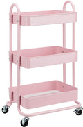 Amazon Basics 3-Tier Rolling Utility or Kitchen Cart, Lockable Wheels, Dusty by AmazonBasics