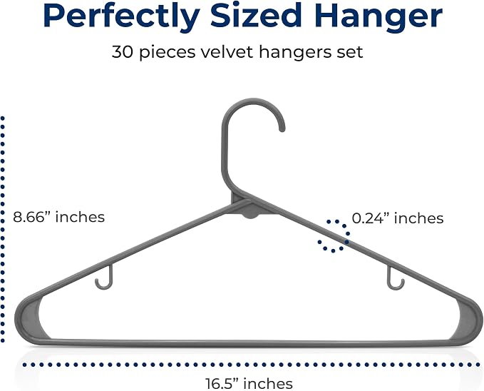 SereneLife 30 Pack Plastic Hangers, Space-Saving Closet Organizers, Durable and - Image 2