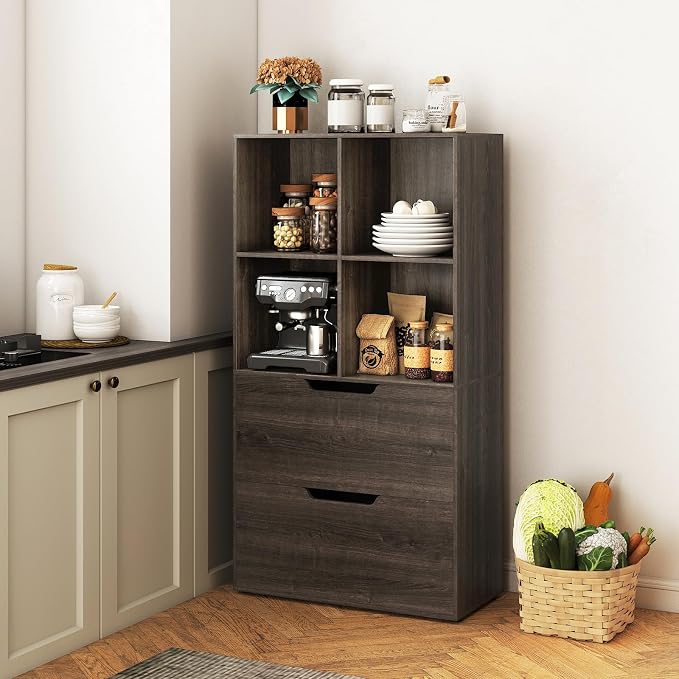 GOFLAME 4-Tier Bookcase with 2 Drawers, 51” Tall Bookshelf with 4-Cube Open - Image 7