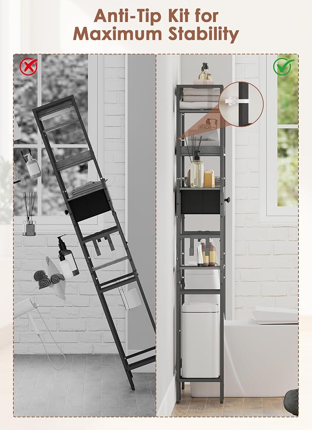 Over The Toilet Storage Rack, 7-Tier Over Toilet Bathroom Organizer - Image 7
