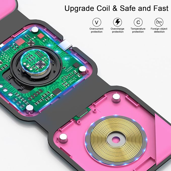 Wireless Charger 3 in 1, RTOPS Magnetic Travel Wireless Charging Station - Image 5
