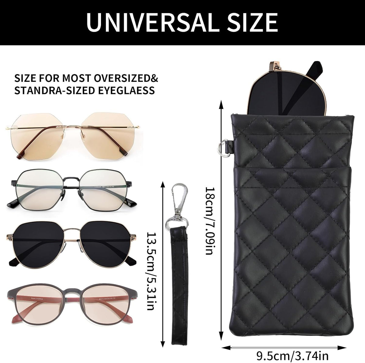 Double Eyeglass Case Soft Dual Glasses Case for Women Men Travel