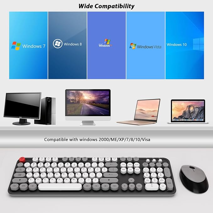 Wireless Keyboard and Mouse, KOOTOP Cute Keyboard and Mouse, 2.4G Wireless - Image 8