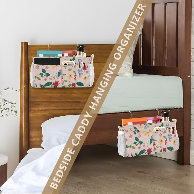 Cute Cherry Blue Flowers Bedside Caddy - Image 7