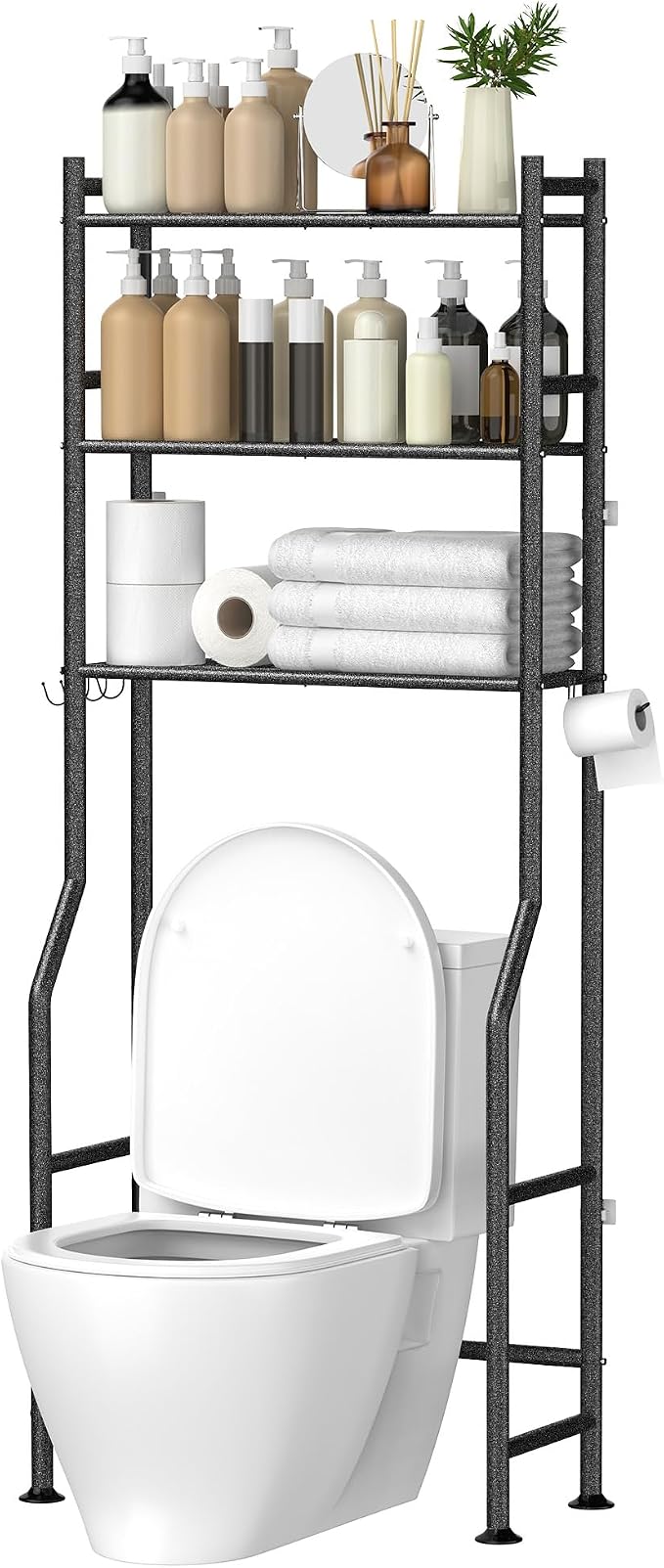 3-Tier Over The Toilet Storage, Space Saver Metal Bathroom Shelves, by QualityHomewareTimlessComfort