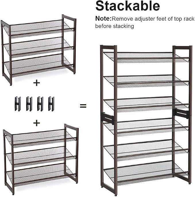 SONGMICS Shoe Rack, 6-Tier Shoe Organizer, Metal Rack - Image 7