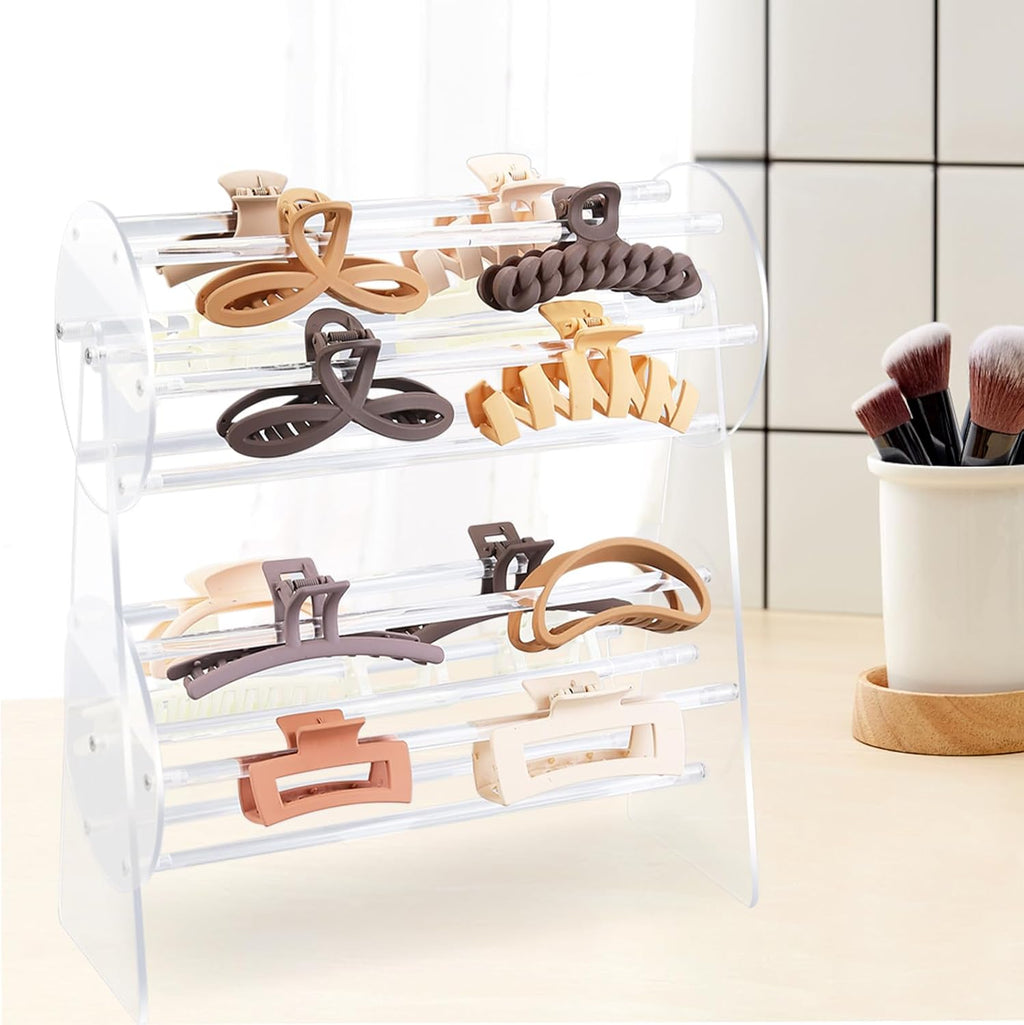 SNOWSTAR Acrylic Claw Clip Organizer Holder,360-Degree Rotating Claw