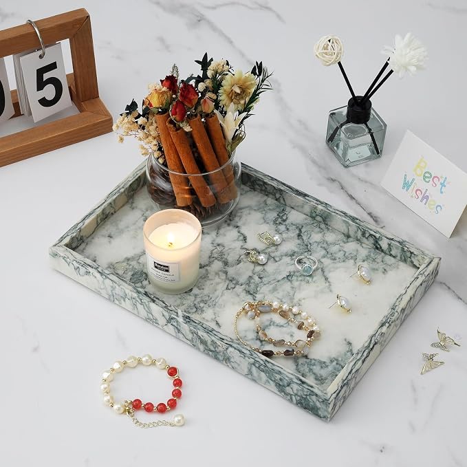 Marble Bathroom Tray, Pure Natural Vanity Tray, Marble Tray - Image 2