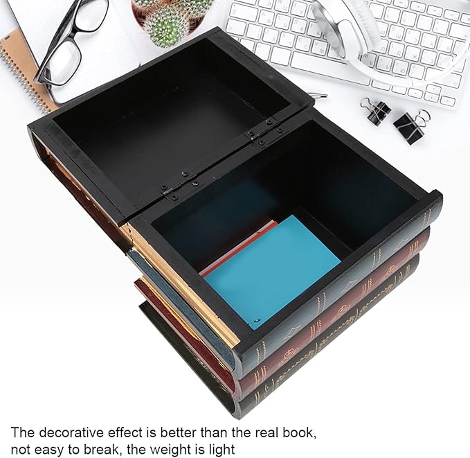 Joyzan Decorative Fake Book Box, Book Safe Dictionary Secret Cash Storage - Image 4