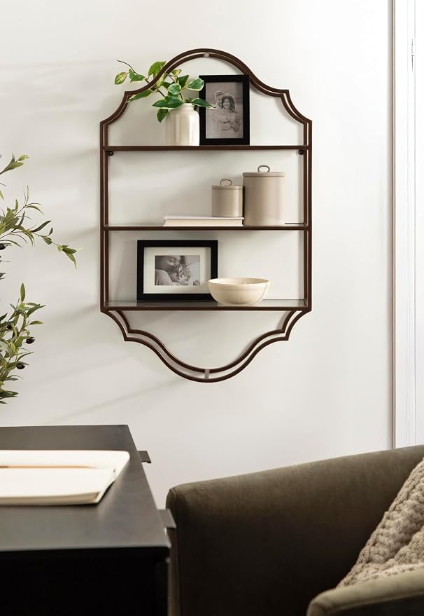 Kate and Laurel Leanna Scalloped Three-Tiered Wall Shelf, Decorative Floating - Image 4