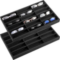 2 Pack Sunglasses Organizer Tray Velvet Holder,18 Grids,Black