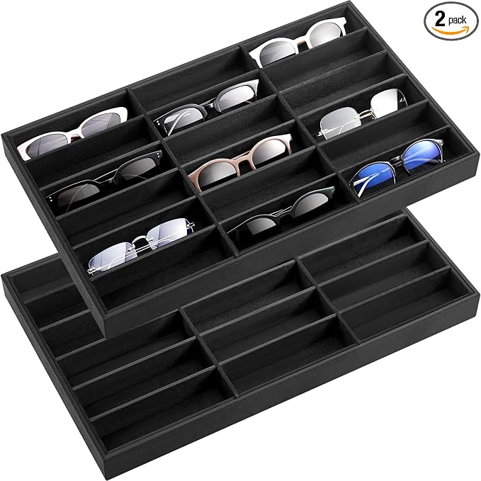 Amylove 2 Pcs Sunglass Organizer Trays Glasses Stackable Jewelry Trays Sunglass by Amylove