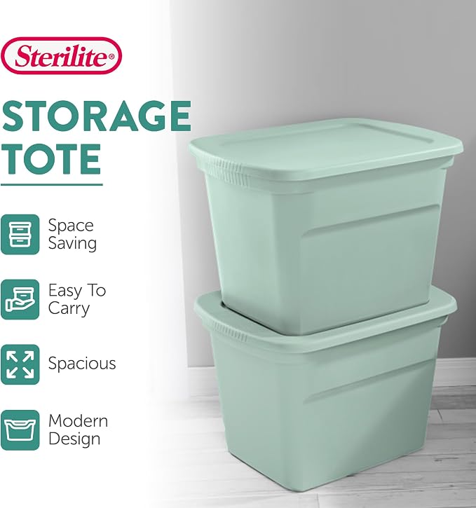 Sterilite 32 Pack Tote, Plastic Stackable Storage Bin Container - Image 2