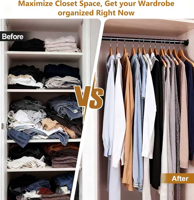 Closet Rods for Hanging Clothes, 16.5 to 79 Inches Adjustable Closet Rod - Image 6