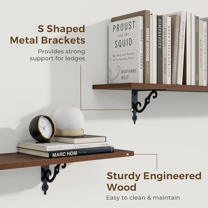 RICHFOCUS Floating Shelves for Wall Decor, 35.4W x 8D Shelves Set of 2 - Image 4