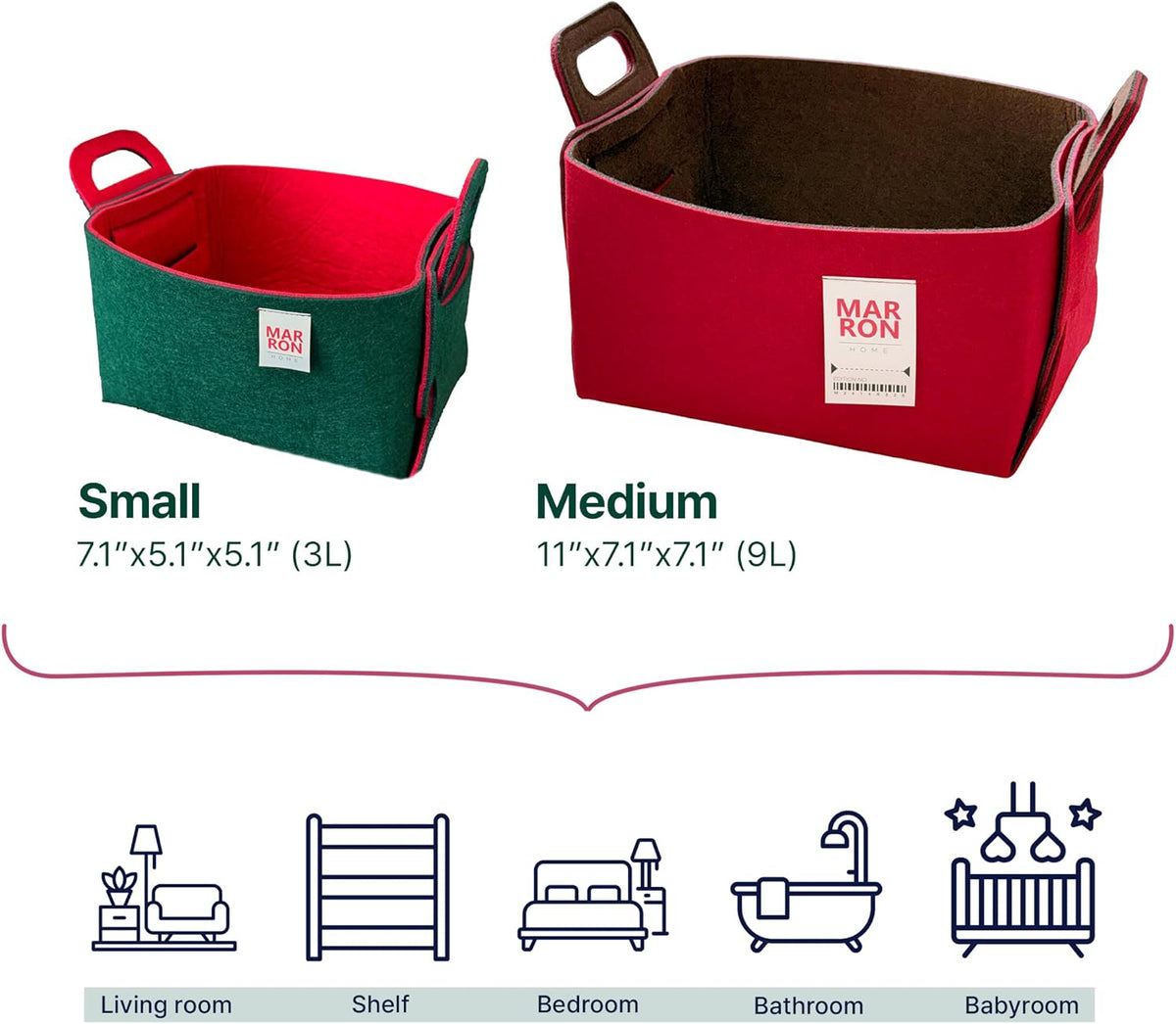 Collapsible Felt REDCHOCO Storage Bin Small 7.1"x5.1"x5.1" – Foldable