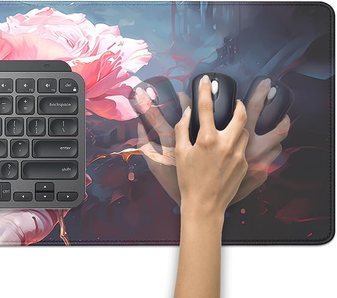 Artistic Flowers Mouse Pad, XL Floral Mousepad Desk Pad - Image 5