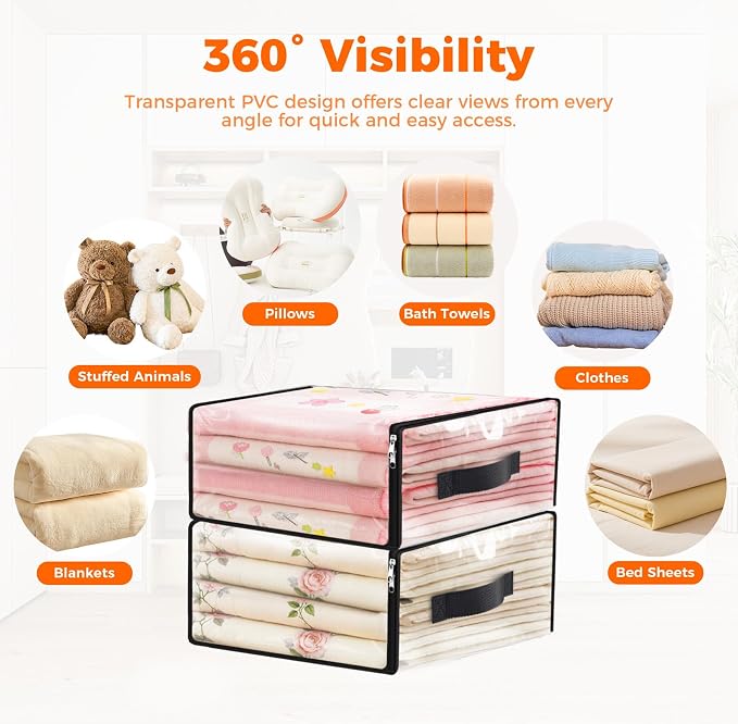 SpaceWhisper 4 Pack Clear Storage Bags, Plastic Blanket Storage Bags - Image 4