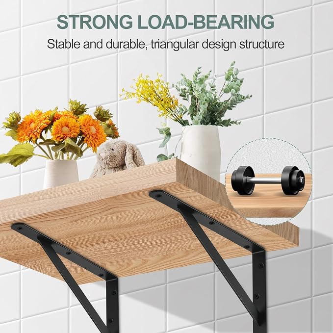 8 Pack L16 x H 10" Black Heavy Duty Shelf Brackets - Image 3