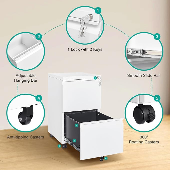 SISESOL 2 Drawer File Cabinet - Image 6