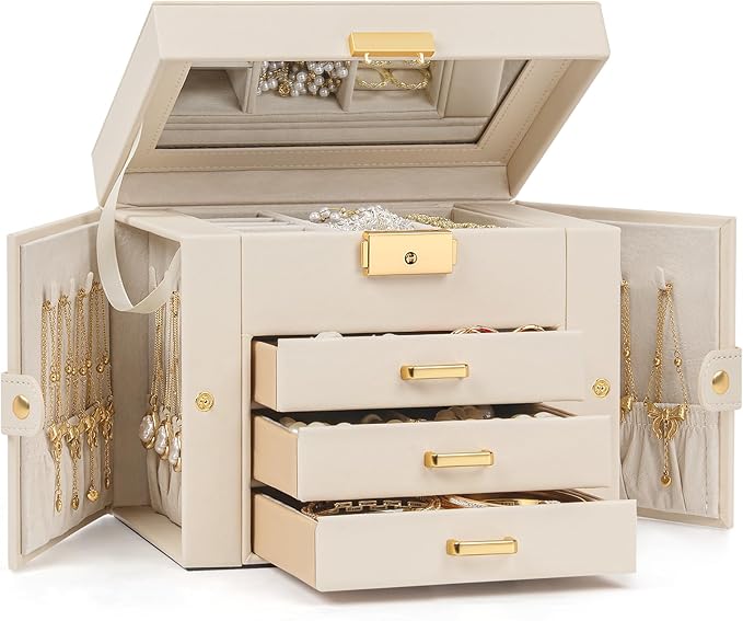 TORIBIO Jewelry Box for Women, Leather Jewelry Organizer by TORIBIO