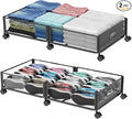 Under Bed Storage with Wheels, 31.5in / 35L Large Rolling Underbed Storage by NONKKY