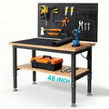 48" Adjustable Workbench with Storage Shelf,Pegboard&Power Outlet