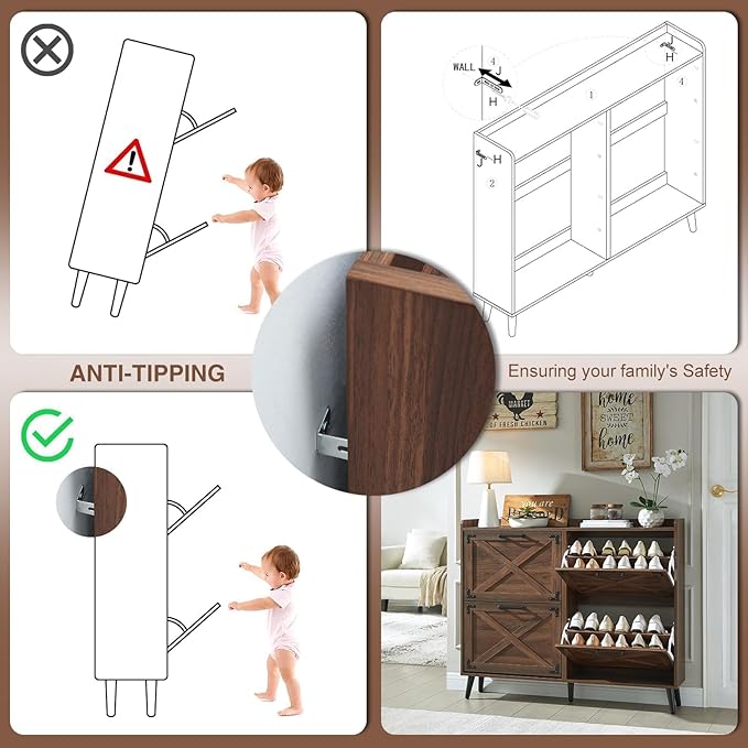 Shoe Storage Cabinet, Farmhouse Shoe Organizer - Image 6