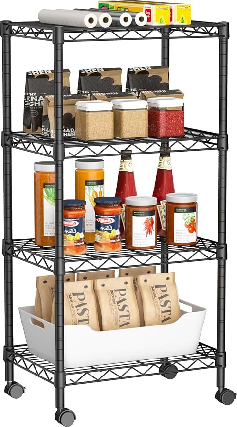 Small 4 Tier Shelves Storage Wire Shelving Unit Metal Shelf Adjustable by Golpart