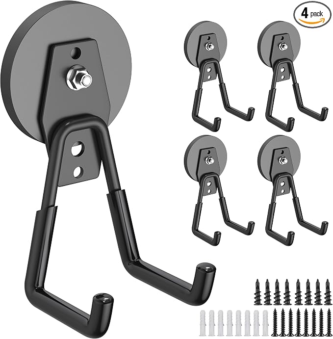 4Pcs Heavy Duty Storage Magnetic Utility Hooks Large Garage Strong Extra Magnet by Laowu